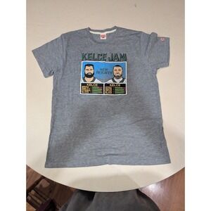 Homage Kelce Jam New Heights T-Shirt Mens Gray Travis Jason Kelce NBA Jam Style